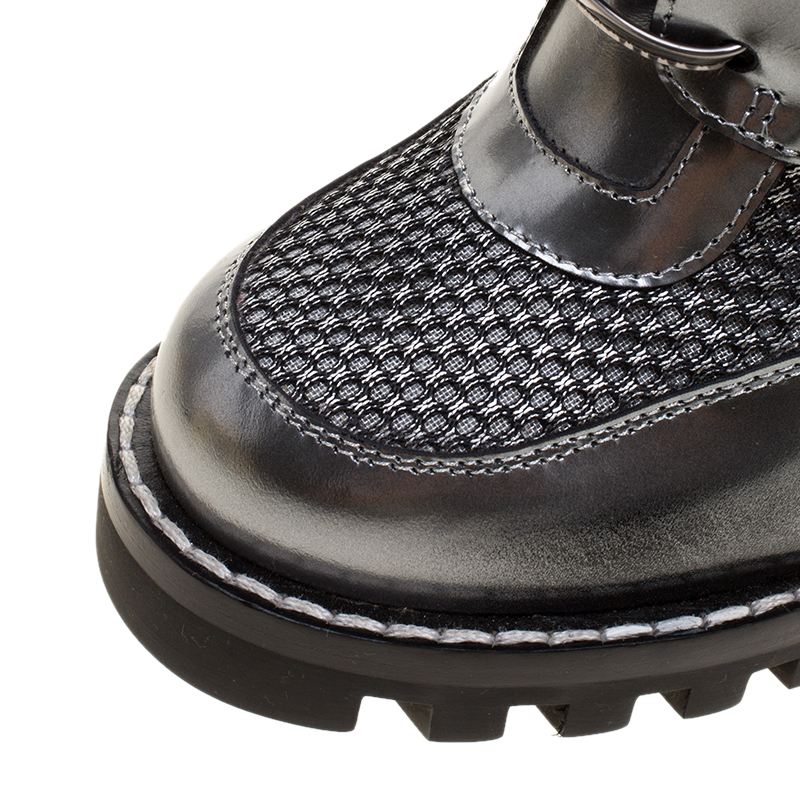 Louis Vuitton Metallic Grey Leather and Mesh Digital Gate Platform Ankle  Boots Size 39 Louis Vuitton