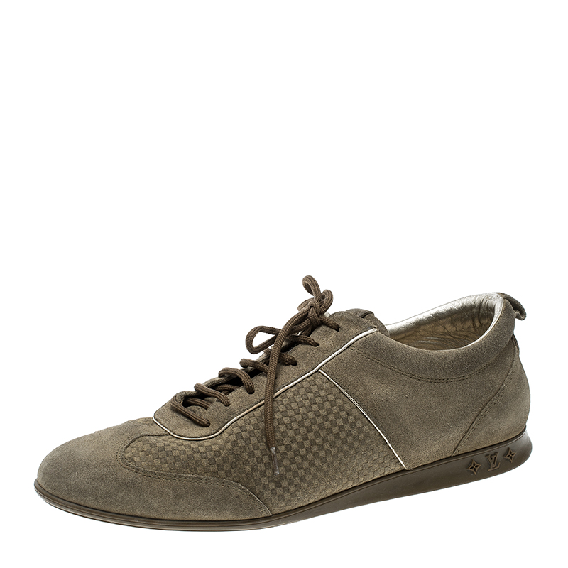 Louis Vuitton Beige Petit Damier Suede Low Top Sneakers Size 38