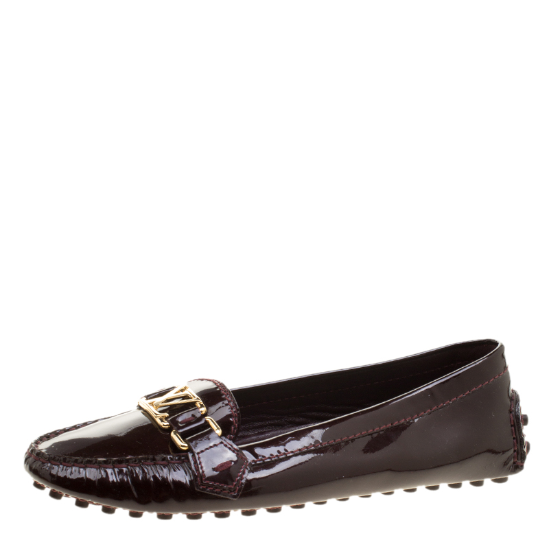 Louis Vuitton Bordeaux Patent Leather Oxford Loafers Size 37.5 Louis Vuitton