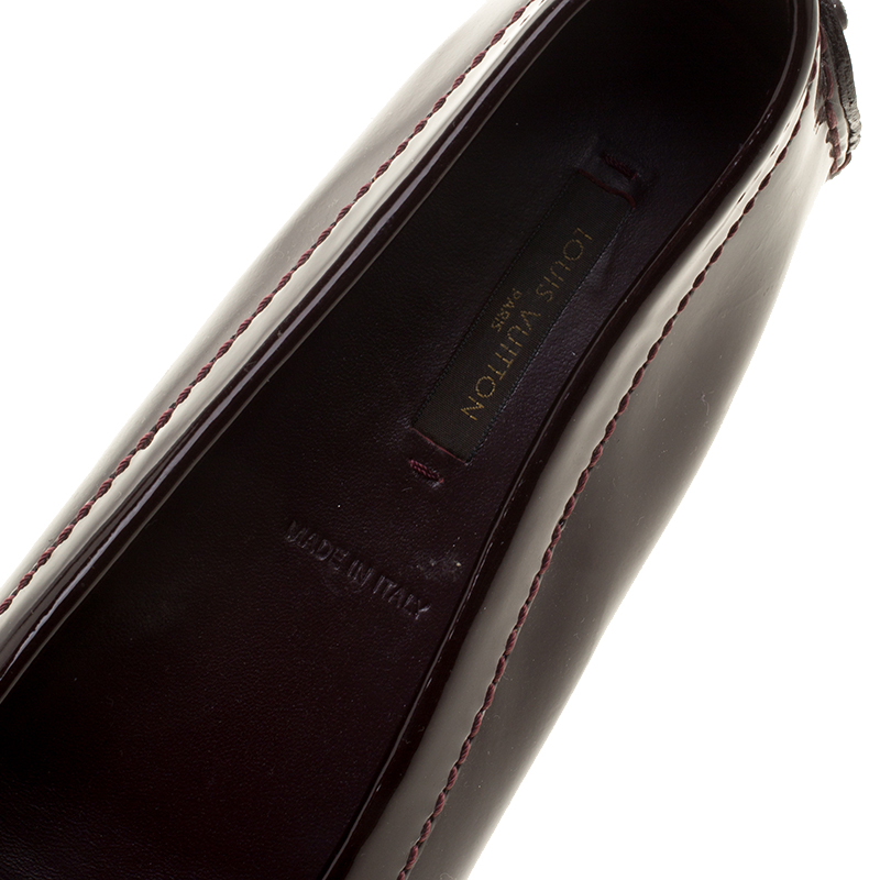 Louis Vuitton Bordeaux Patent Leather Oxford Loafers Size 37.5