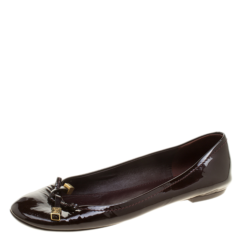 Louis Vuitton Burgundy Leather Embellished Ballet Flats Size 39 Louis  Vuitton