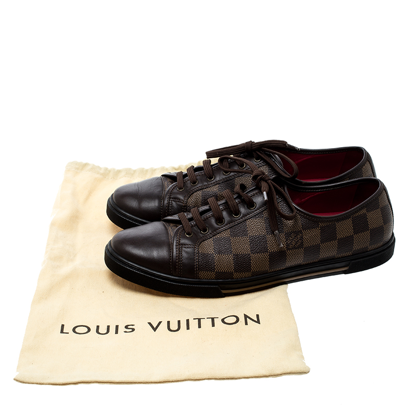 Louis Vuitton Damier Ebene And Leather Punchy Low Top Sneakers Size 40  Louis Vuitton
