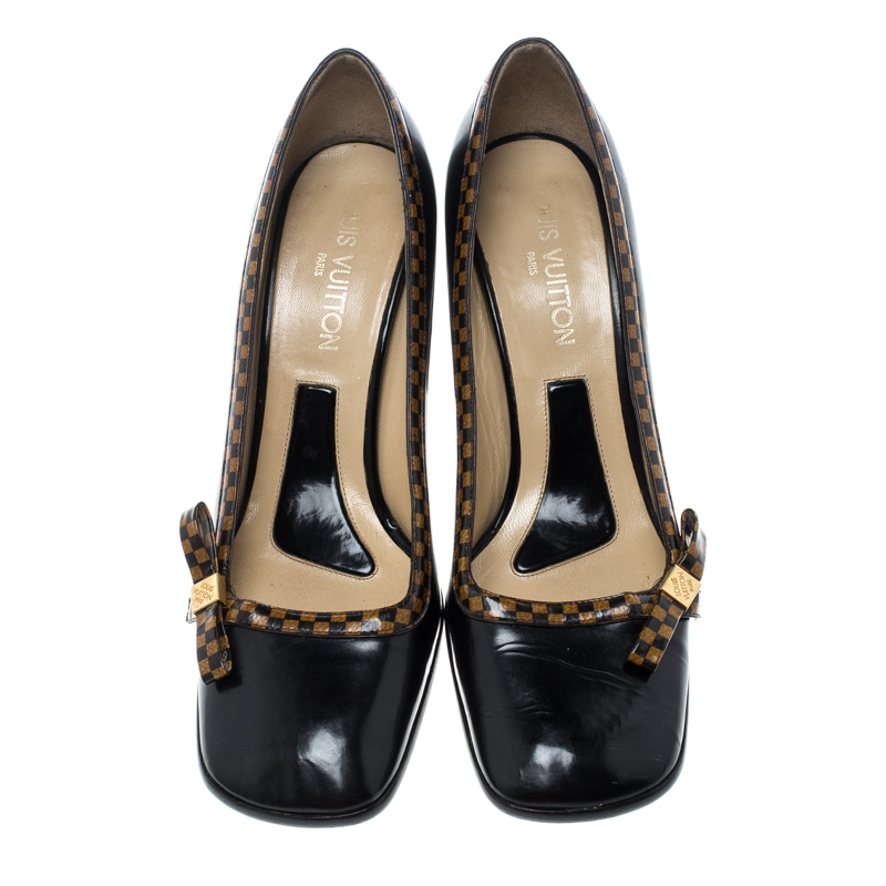 Louis Vuitton Size 38 Black Patent Bow Motif Open Toe Heels ref.476884 -  Joli Closet