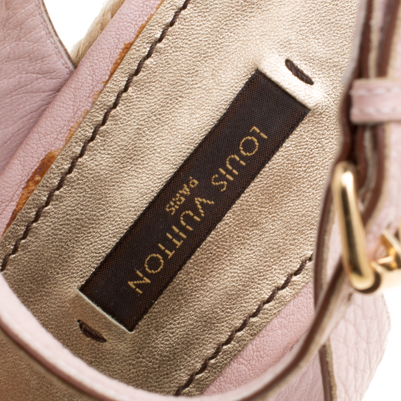 Louis Vuitton Blush Pink Leather Manyara Ankle Strap Espadrilles Wedges  Sandals Size 40 Louis Vuitton