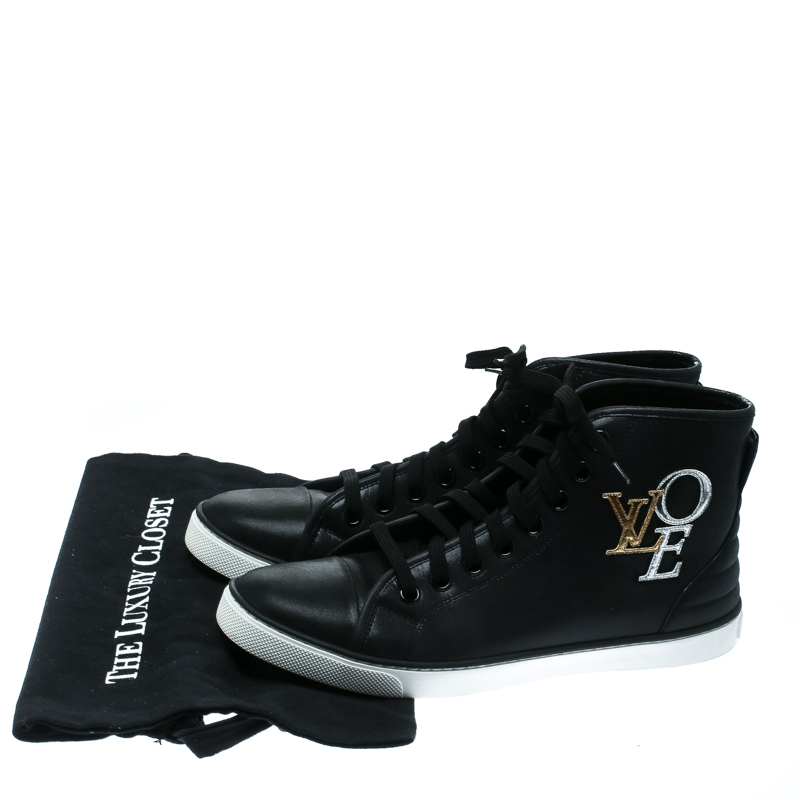Louis Vuitton Black Leather Karakoram Pattern Punchy Sneaker Boots Size 36  - ShopStyle