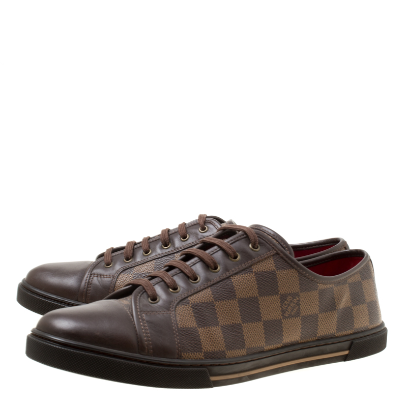 Louis Vuitton Damier Ebene And Leather Punchy Low Top Sneakers Size 40 Louis  Vuitton