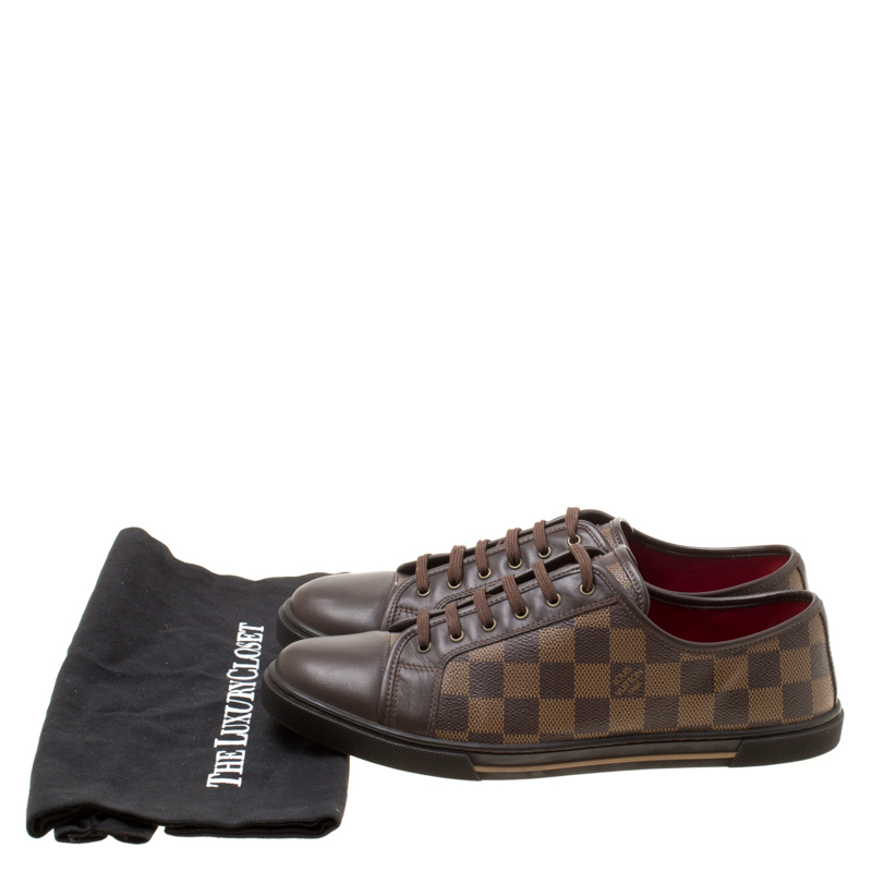 Louis Vuitton Damier Ebene And Leather Punchy Low Top Sneakers Size 40