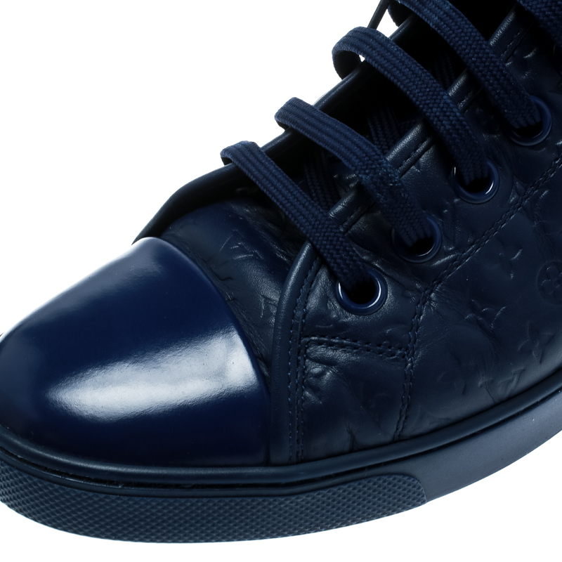 Louis Vuitton Blue Monogram Empreinte Leather Punchy High Top Sneakers Size  39