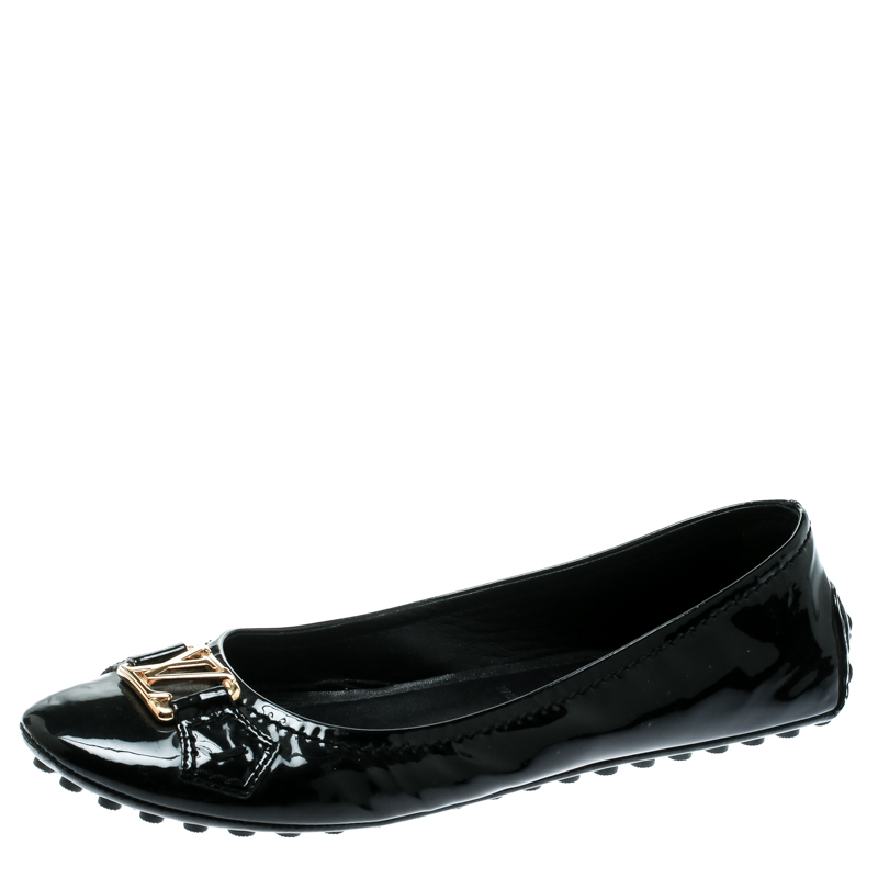 Louis Vuitton Black Patent Leather Oxford Ballet Flats Size 35
