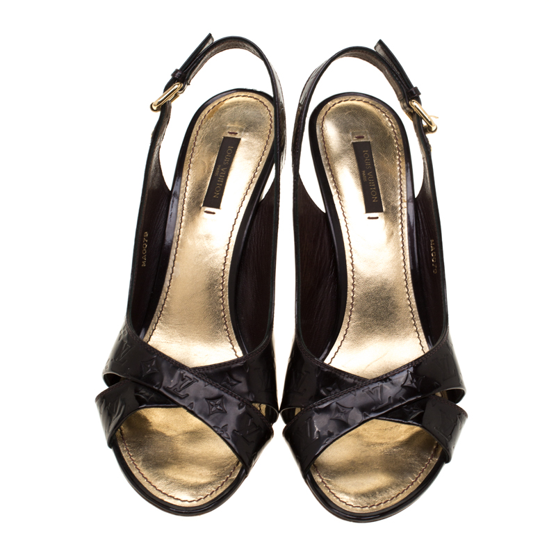 Louis Vuitton - No Doubt! Monogram Vernis Leather Sandals Amarante 40