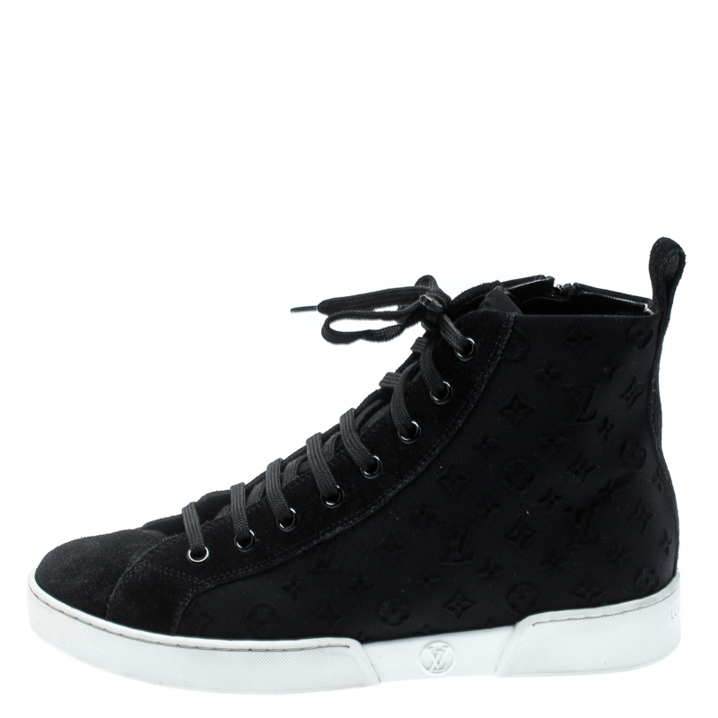 

Louis Vuitton Black Monogram Suede High Top Sneakers Size