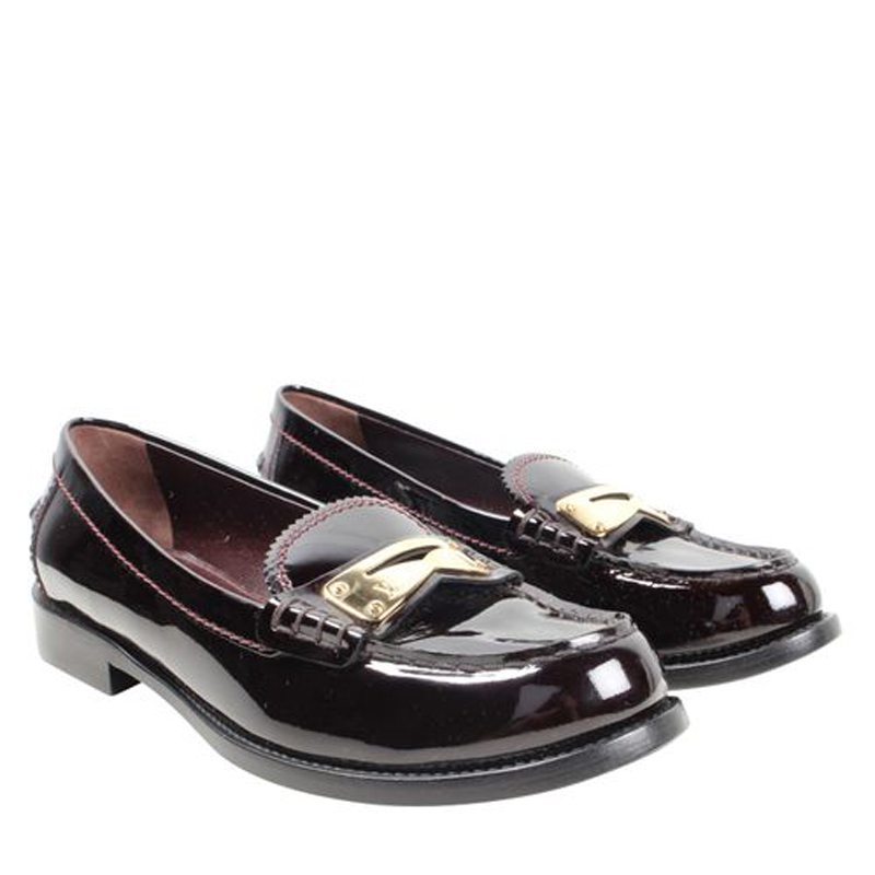 

Louis Vuitton Brown Patent Leather Loafers Size, Black