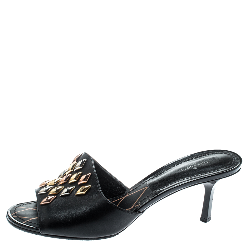 Louis Vuitton Black Studded Leather Slide Sandals Size 36 Louis Vuitton | TLC