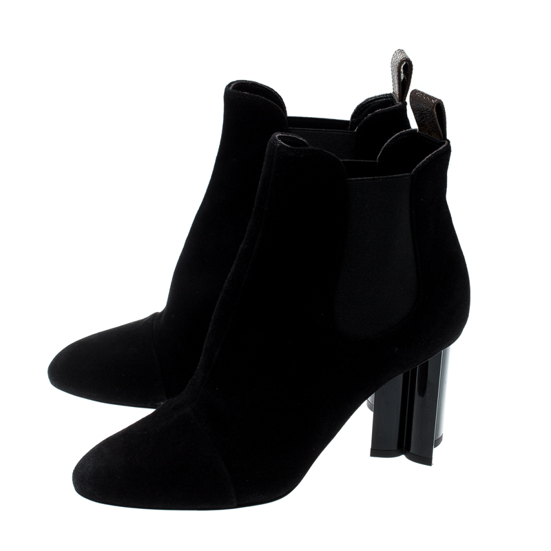 Louis Vuitton Black Suede Uniform Ankle Boots Size 39
