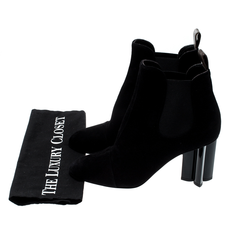 Louis Vuitton Black Suede Uniform Ankle Boots - Ann's Fabulous