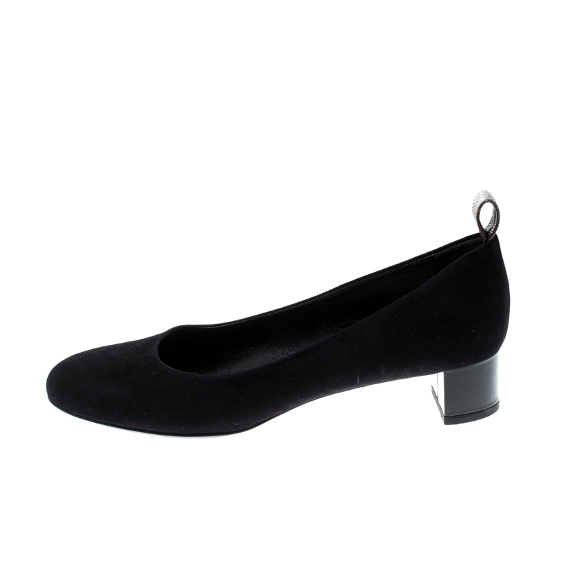 

Louis Vuitton Black Suede Block Heel Pumps Size