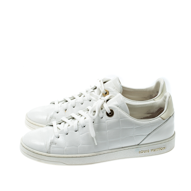 Louis Vuitton White Croc Embossed Leather Front Row Sneakers Size 38 Louis Vuitton | TLC