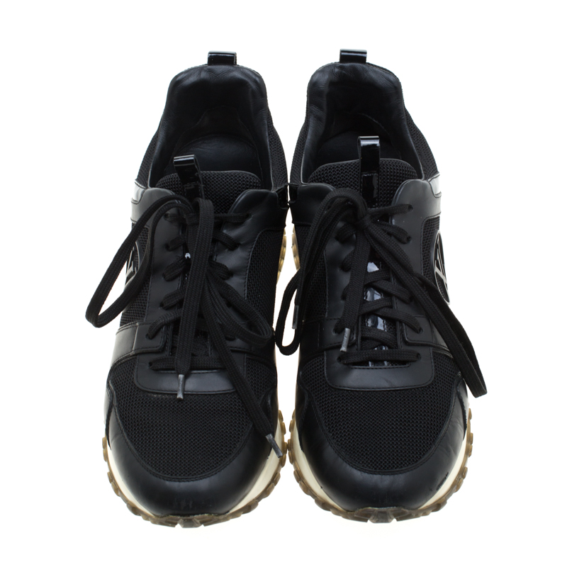 Louis Vuitton Black Mesh and Leather Mesh Run Away Sneakers Size 36 For Sale  at 1stDibs