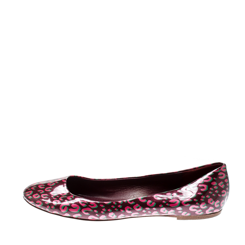 

Louis Vuitton Burgundy Leopard Print Patent Leather Vernis Stephen Sprouse Ballet Flats Size