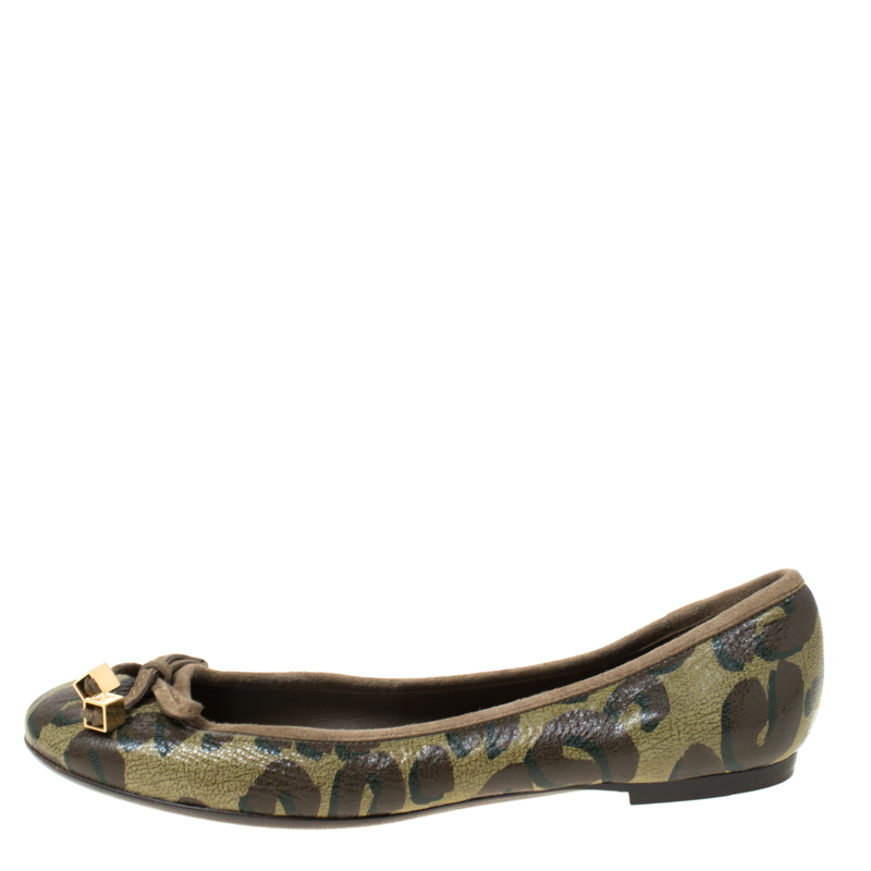 

Louis Vuitton Khaki Leopard Stephen Sprouse Ballet Flats Size, Green