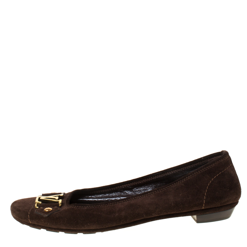 

Louis Vuitton Dark Brown Suede Ballet Flats Size