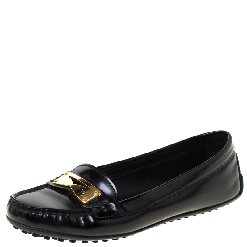 Louis Vuitton Black Leather Penny Loafers Size 36