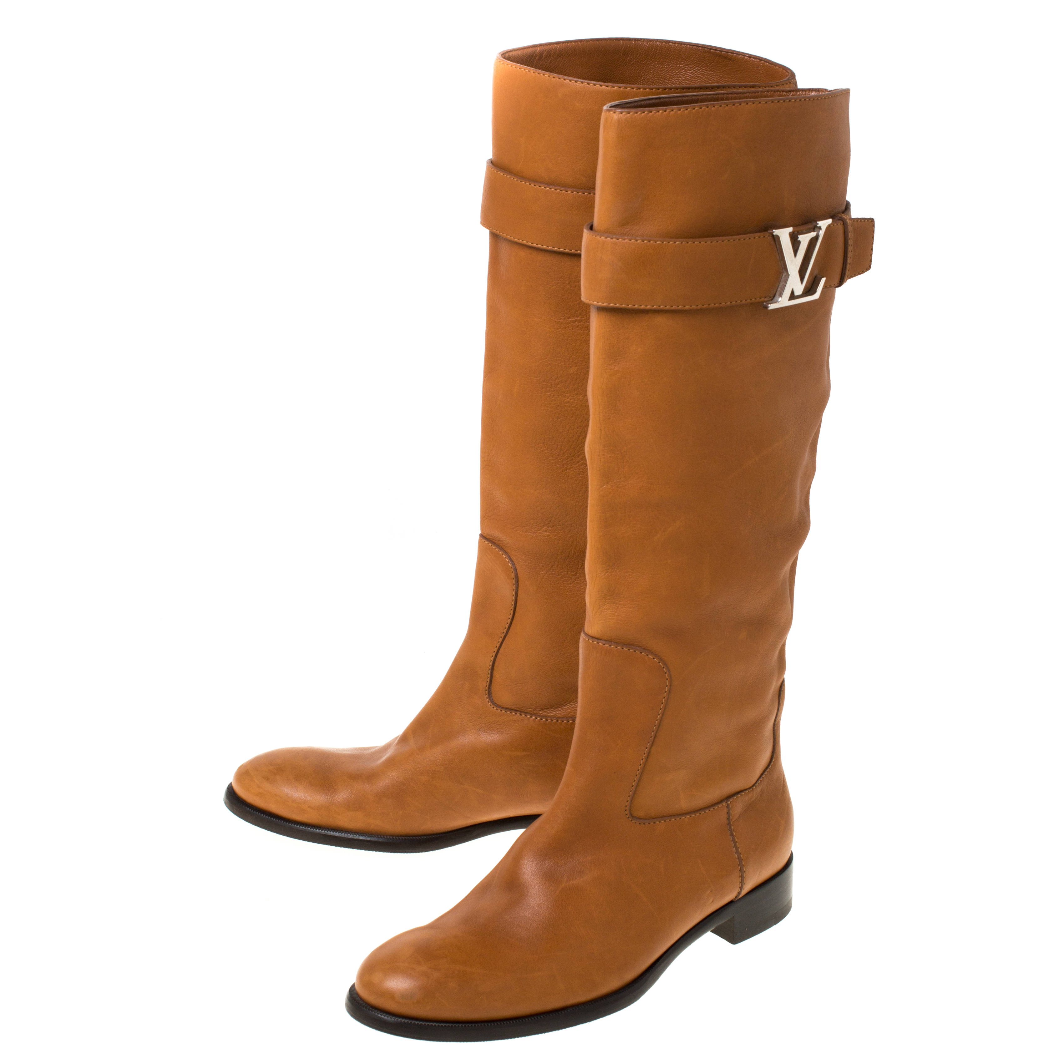 Héritage leather riding boots Louis Vuitton Brown size 40.5 EU in