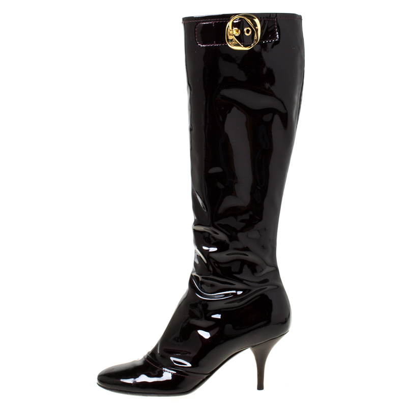 

Louis Vuitton Dark Burgundy Patent Leather Knee Length Boots Size