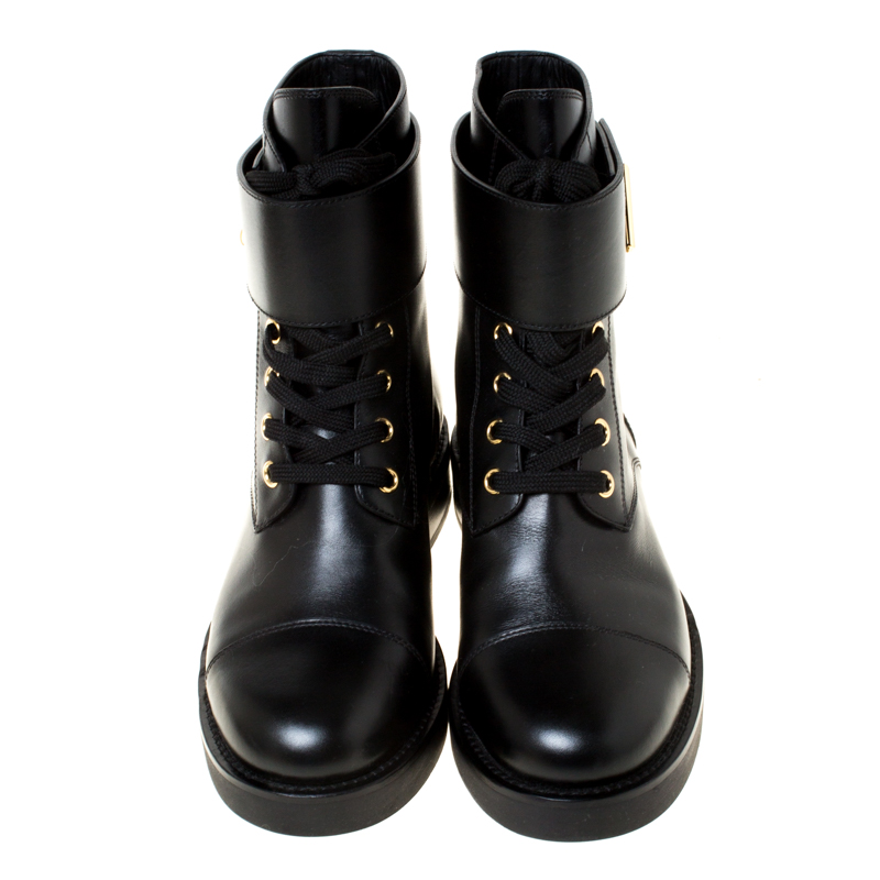 Metropolis leather lace up boots Louis Vuitton Black size 35 EU in Leather  - 18248048