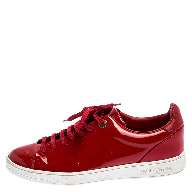 

Louis Vuitton Red Patent Leather Frontrow Low Top Lace Up Sneakers Size