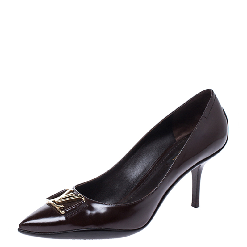 Pre Owned حذاء كعب عالي لوي فيتون مقدمة مدببة جلد أسود مقاس 37