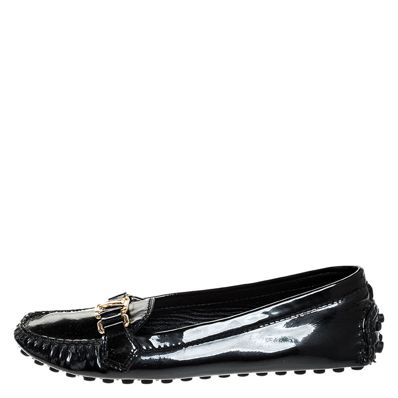 

Louis Vuitton Black Patent Leather Oxford Loafers Size