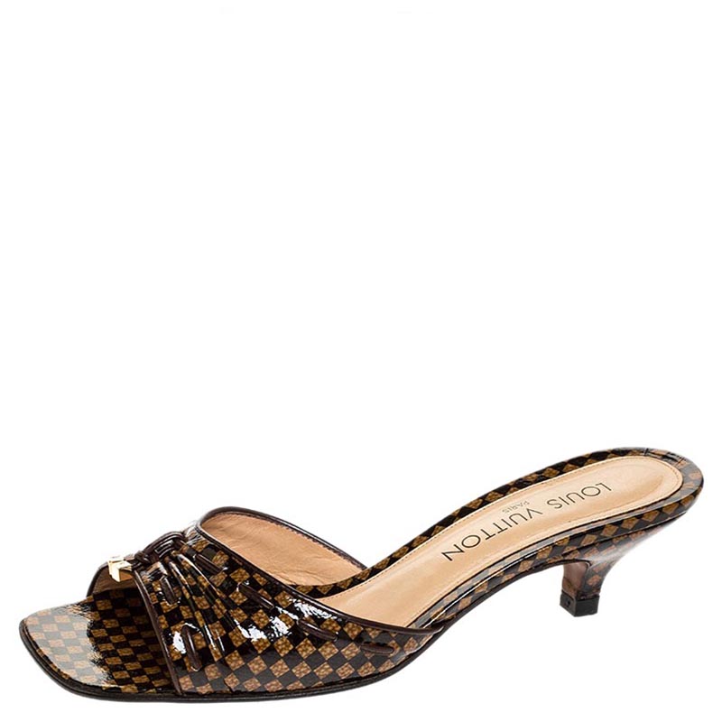 Louis Vuitton Damier Ebene Patent Leather Pumps Brown