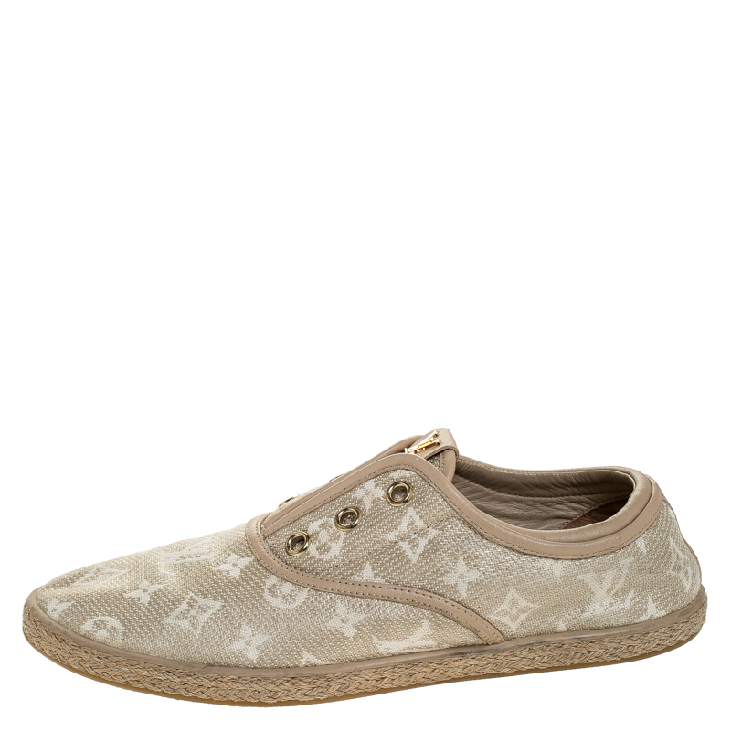 

Louis Vuitton Beige Monogram Canvas Laceless Espadrille Sneakers Size