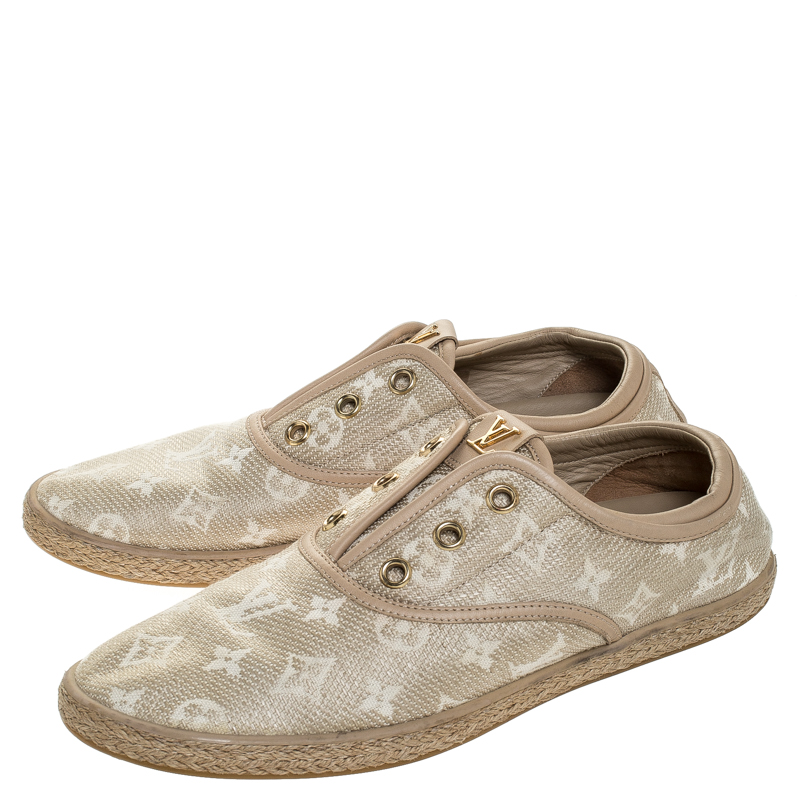 Louis Vuitton Beige Monogram Canvas Laceless Espadrille Sneakers Size 37 Louis  Vuitton