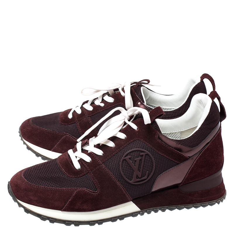 Louis Vuitton Burgundy Suede And Mesh Run Away Sneakers Size 39.5 Louis  Vuitton