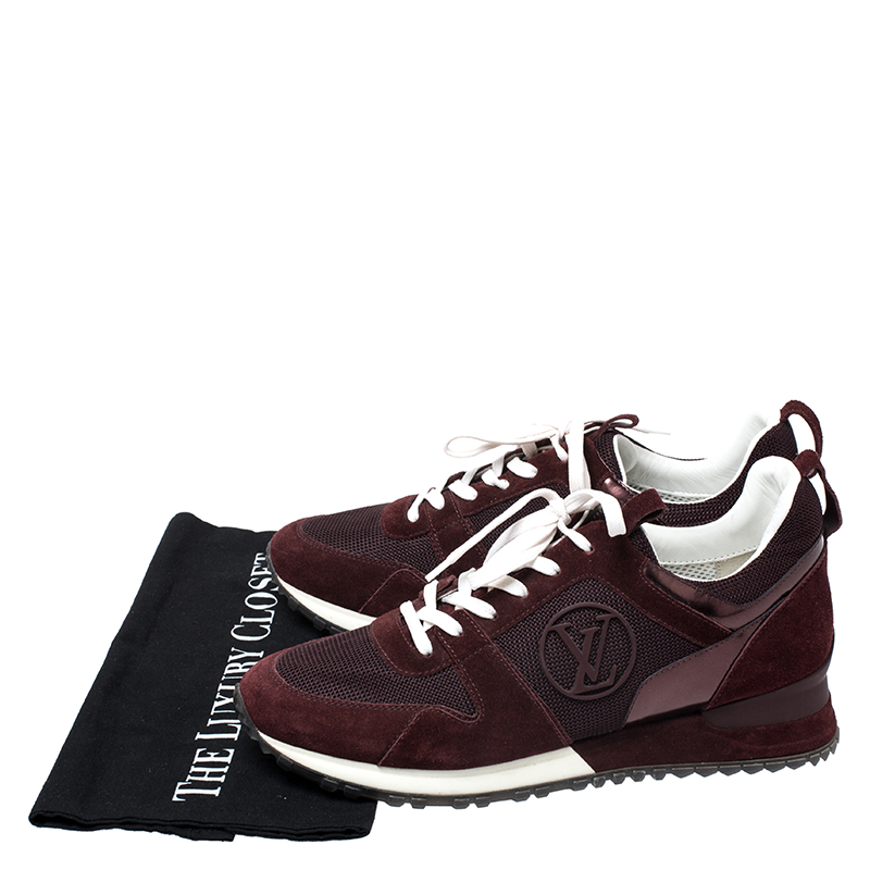 Louis Vuitton Burgundy Suede And Mesh Run Away Sneakers Size 39.5