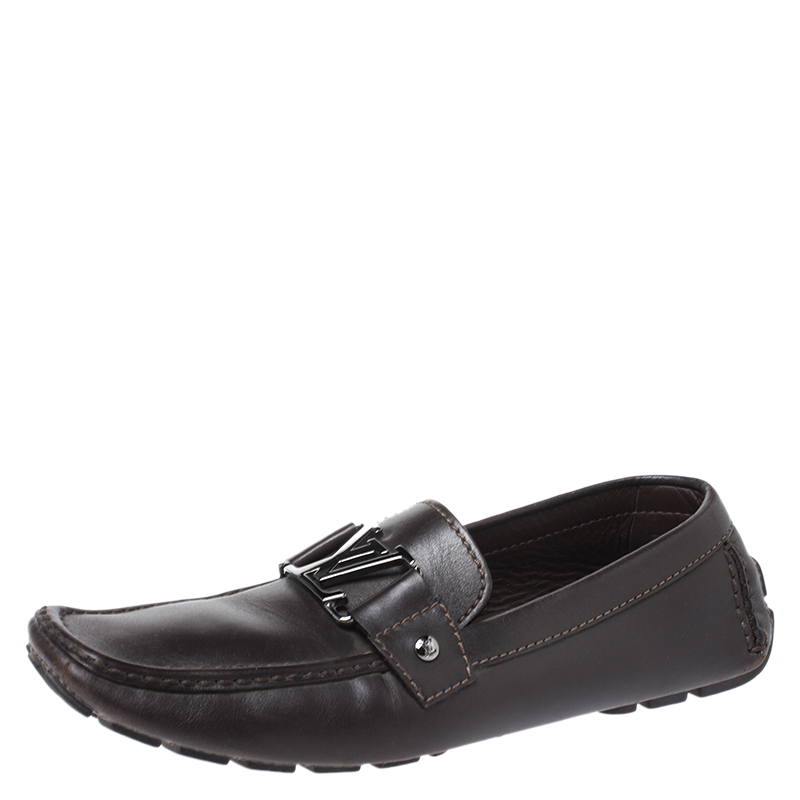 Louis Vuitton Dark Brown Leather Monte Carlo Loafers Size 42.5