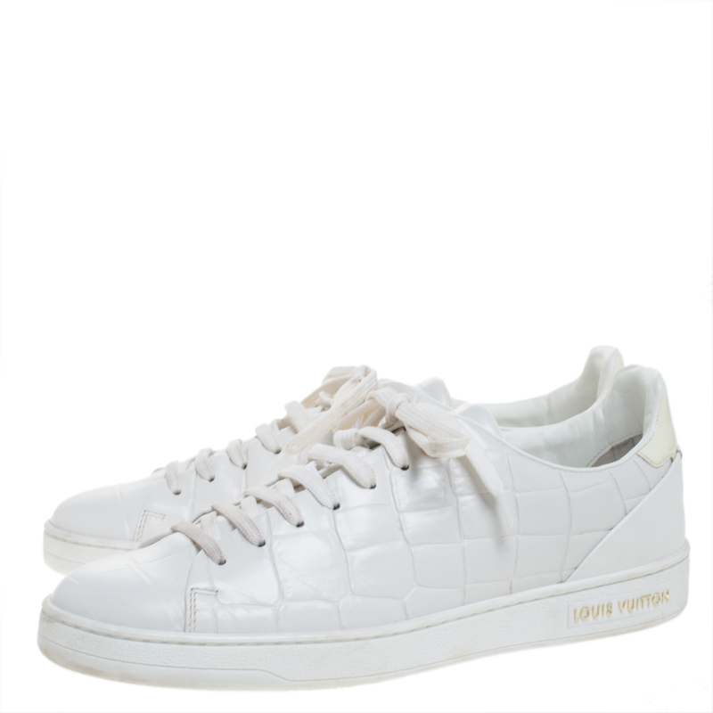 Louis Vuitton White Croc Embossed Leather Frontrow Low Top Sneakers Size 37 Louis  Vuitton