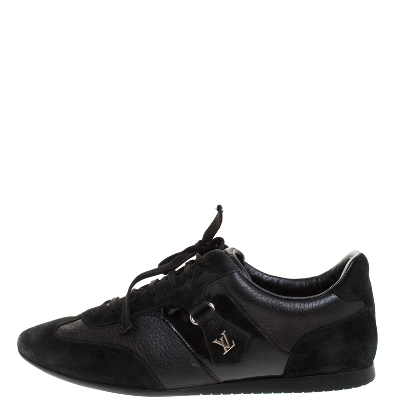 

Louis Vuitton Black Suede Leather Low Top Sneakers Size