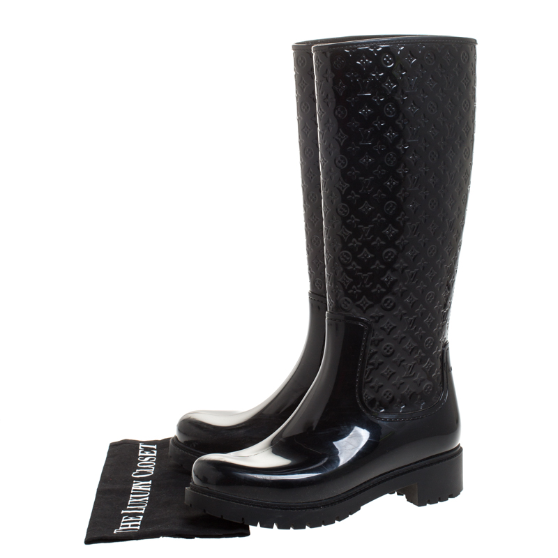 Louis Vuitton Black Monogram Rubber Splash Rain Boots Size 8.5/39 - Yoogi's  Closet