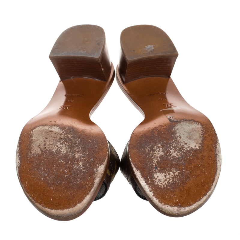Cloth mules & clogs Louis Vuitton Brown size 38.5 EU in Cloth - 34211002