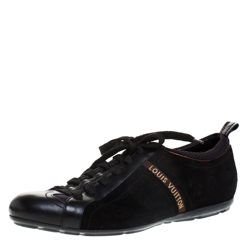 مملوكة مسبقًا حذاء رياضي لوي فيتون منخفض من الأعلي قماش وسويدي، جلد أسود مقاس 38