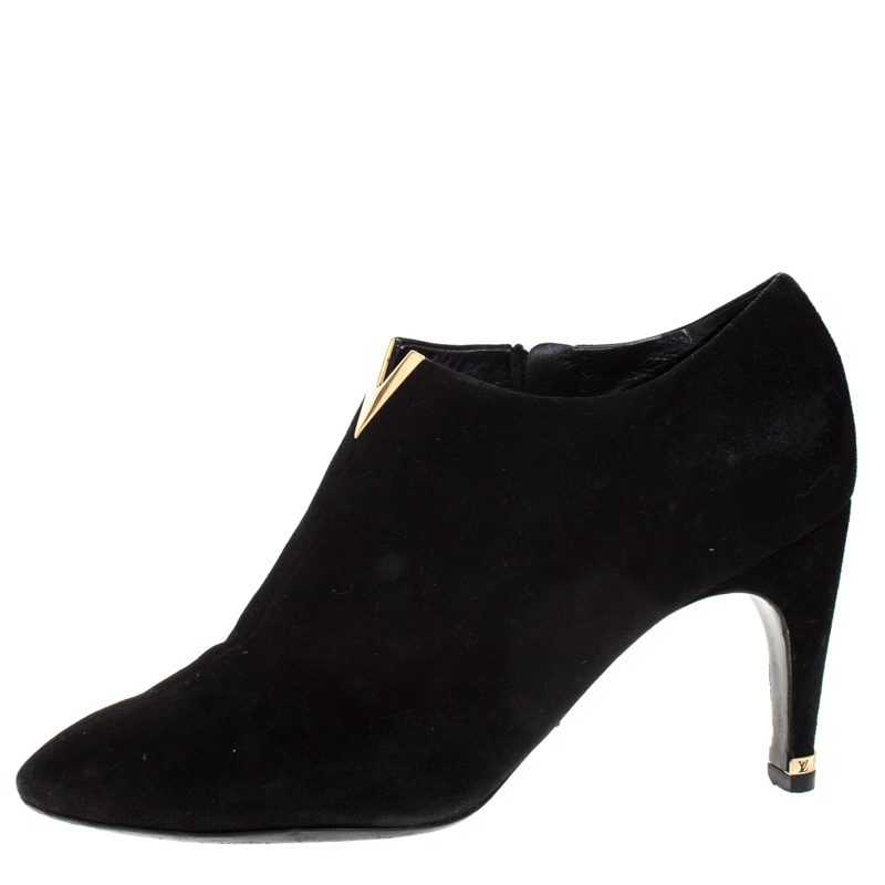 

Louis Vuitton Black Suede V Collar Booties Size