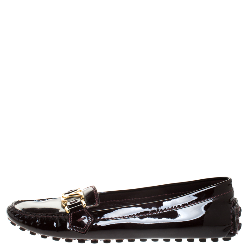 

Louis Vuitton Dark Burgundy Leather Oxford Ballet Flats Size