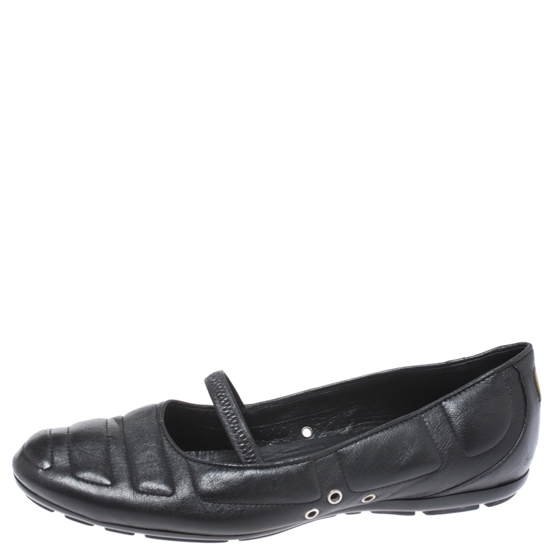 

Louis Vuitton Black Leather Marry Jane Ballet Flats Size