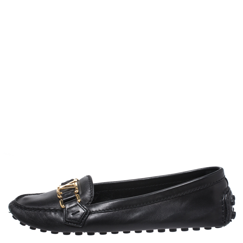 

Louis Vuitton Black Leather Oxford Loafers Size