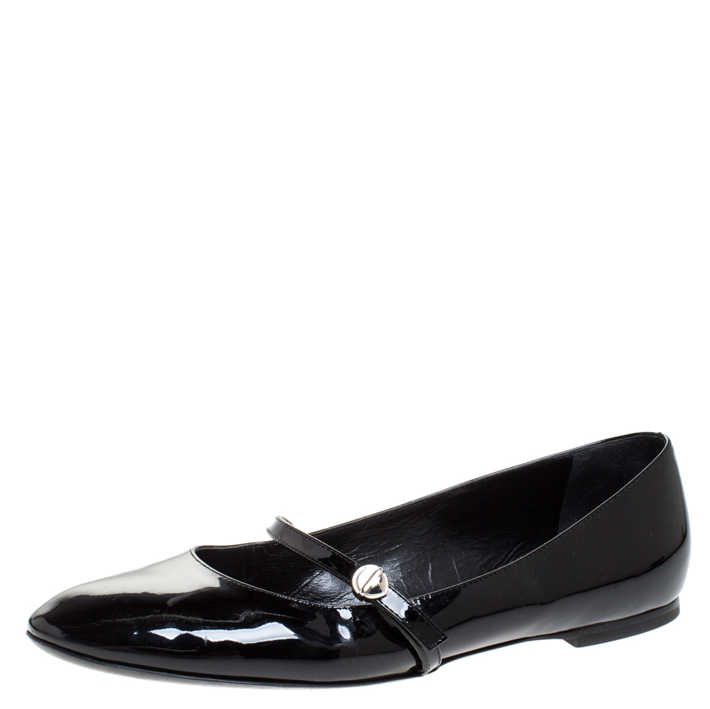 Pre-owned Louis Vuitton Black Patent Leather Mary Jane Ballet Flats Size 39.5
