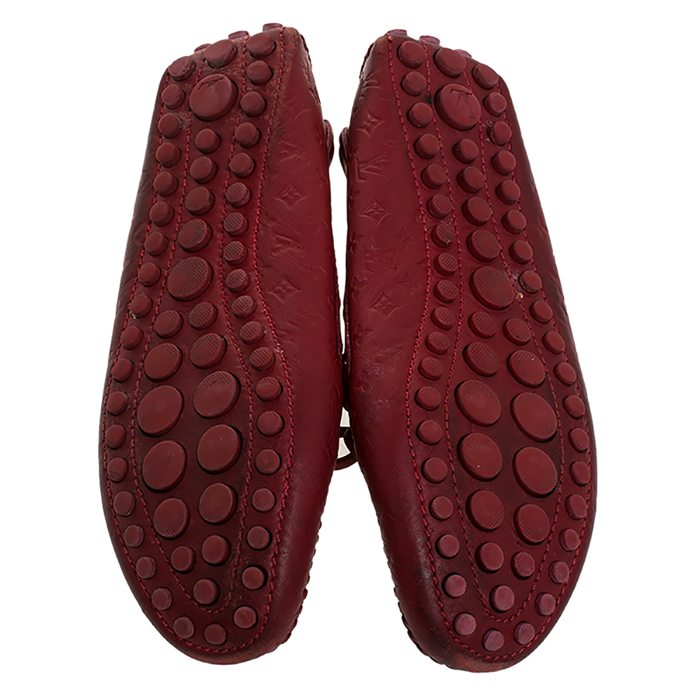 Louis Vuitton Red Monogram Embossed Leather Gloria Flat Loafers Size 36.5 Louis Vuitton | TLC