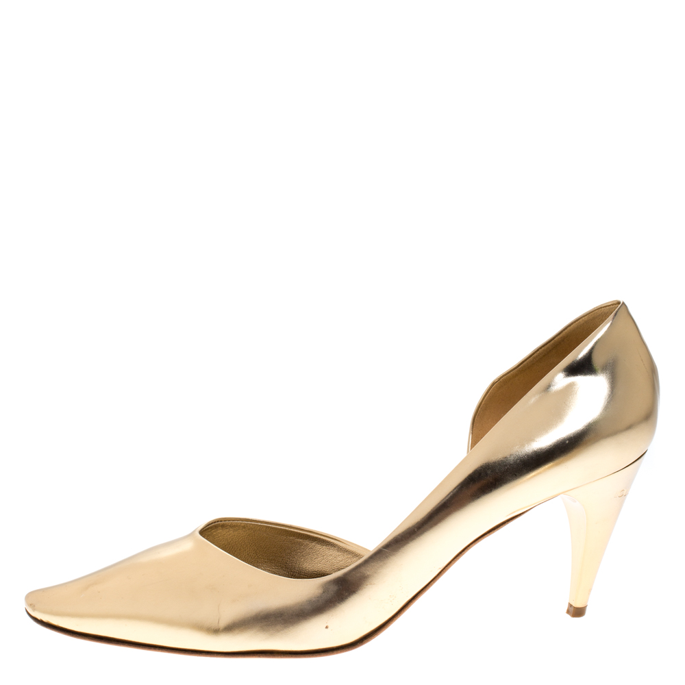 

Louis Vuitton Gold Leather D' Orsay Pointed Toe Pumps Size